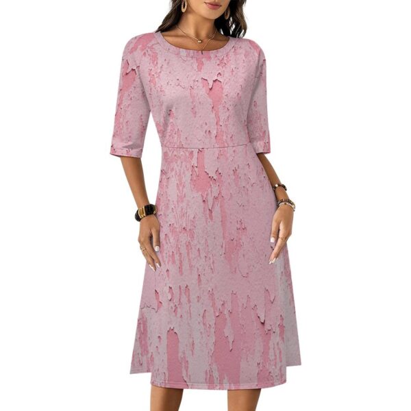 Dusty Rose Textured 3/4 Sleeve Long Dress
