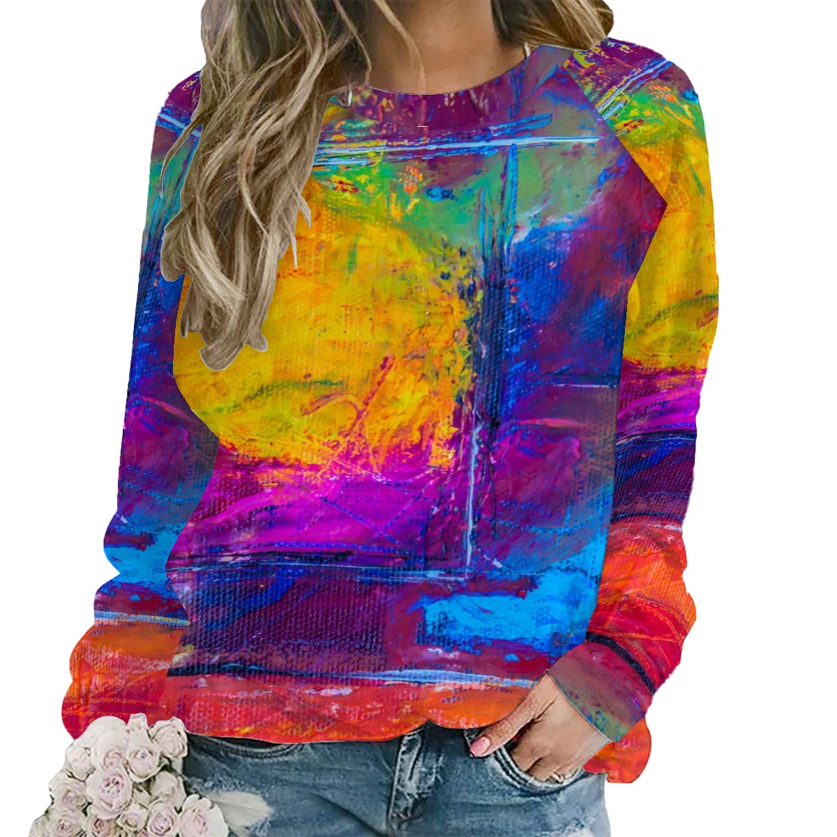 Neon Graffiti Raglan Sweatshirt Raglan Crewneck Sweatshirts Women