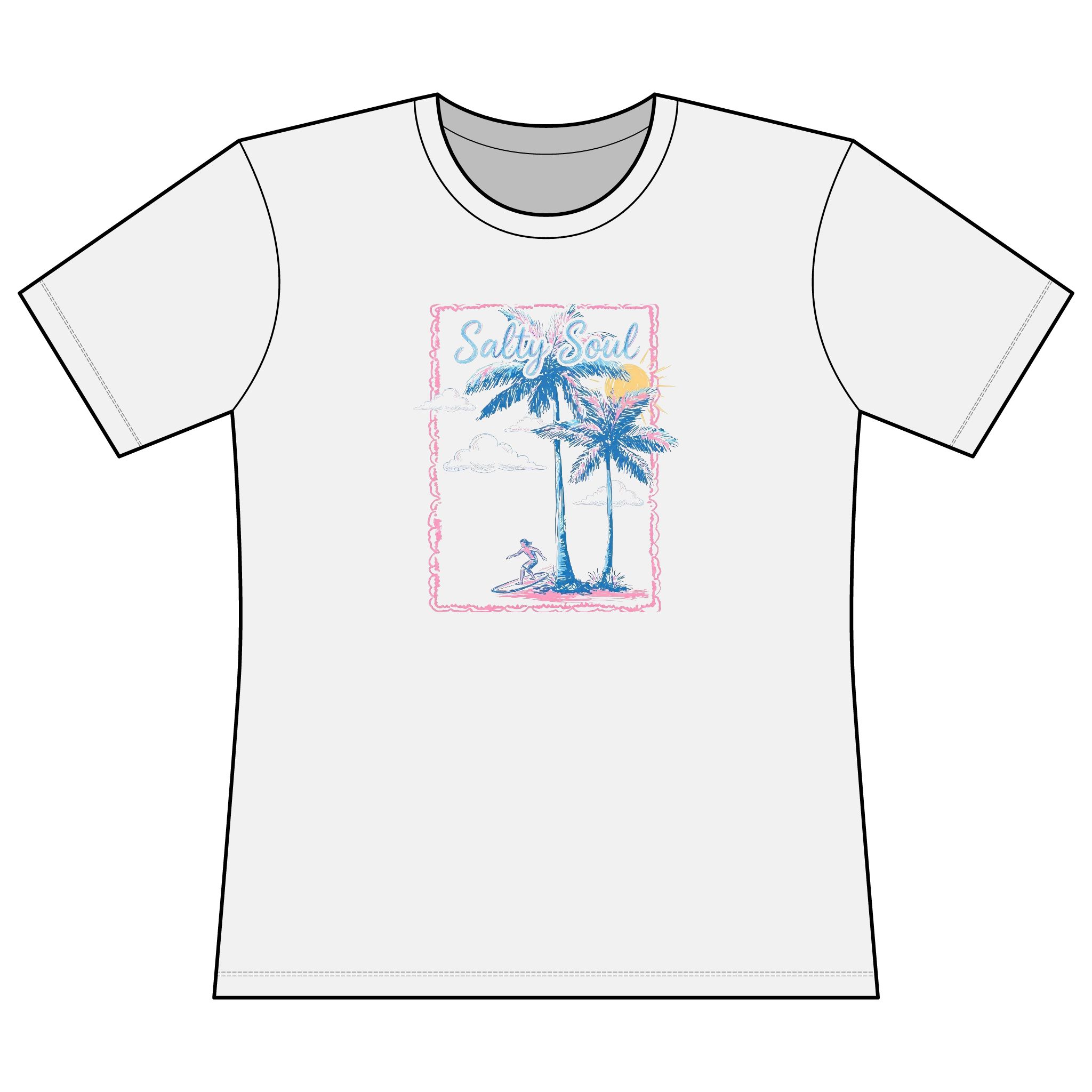 Salty Soul Palm-Tree Tee — Women's Fitted Beach T-Shirt