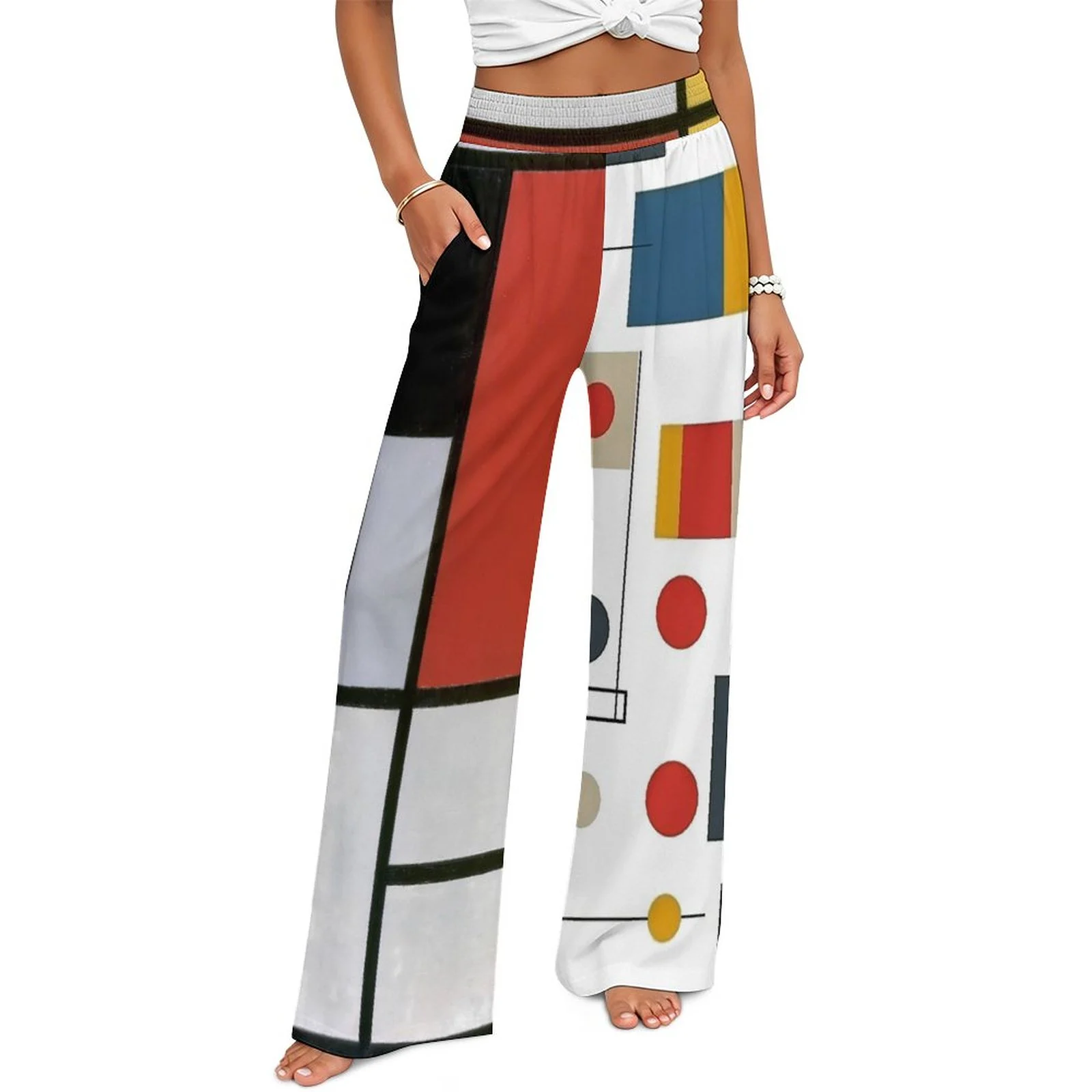 Modern Art Geometric Wide Leg Lounge Pants