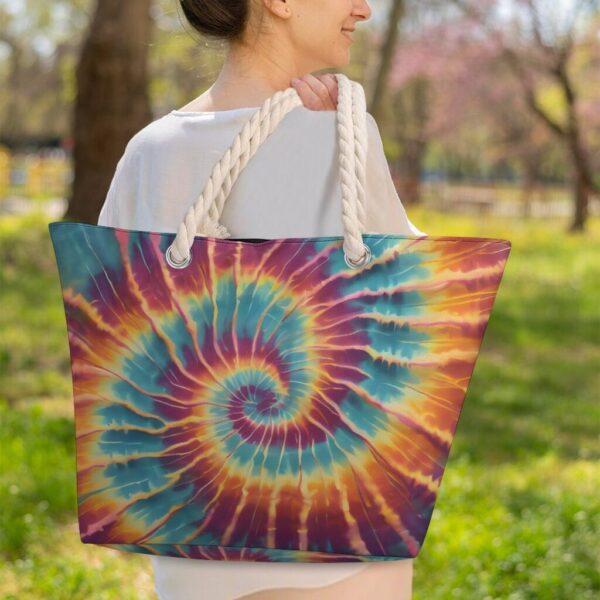 Trippy Sunset Large Jute Tote Bag