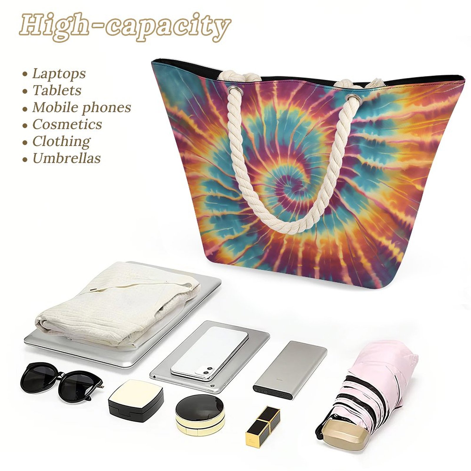 Trippy Sunset Large Jute Tote Bag