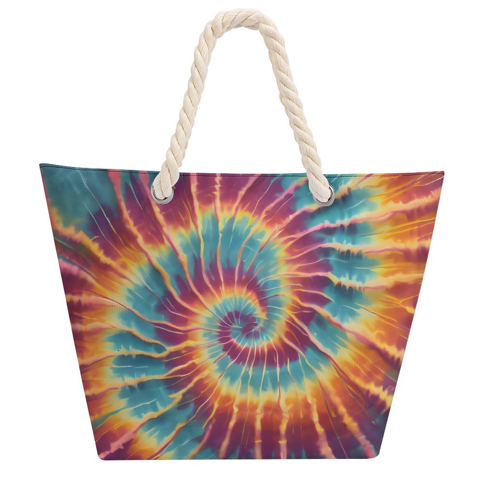 Trippy Sunset Large Jute Tote Bag
