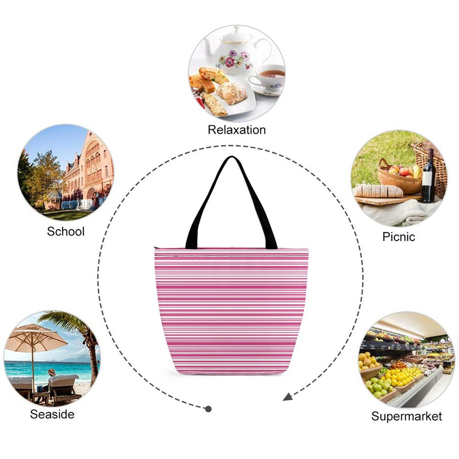 Striped in Pink Tote Bag