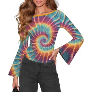 Trippy Tie-Dye Women's Flare Sleeve Tee