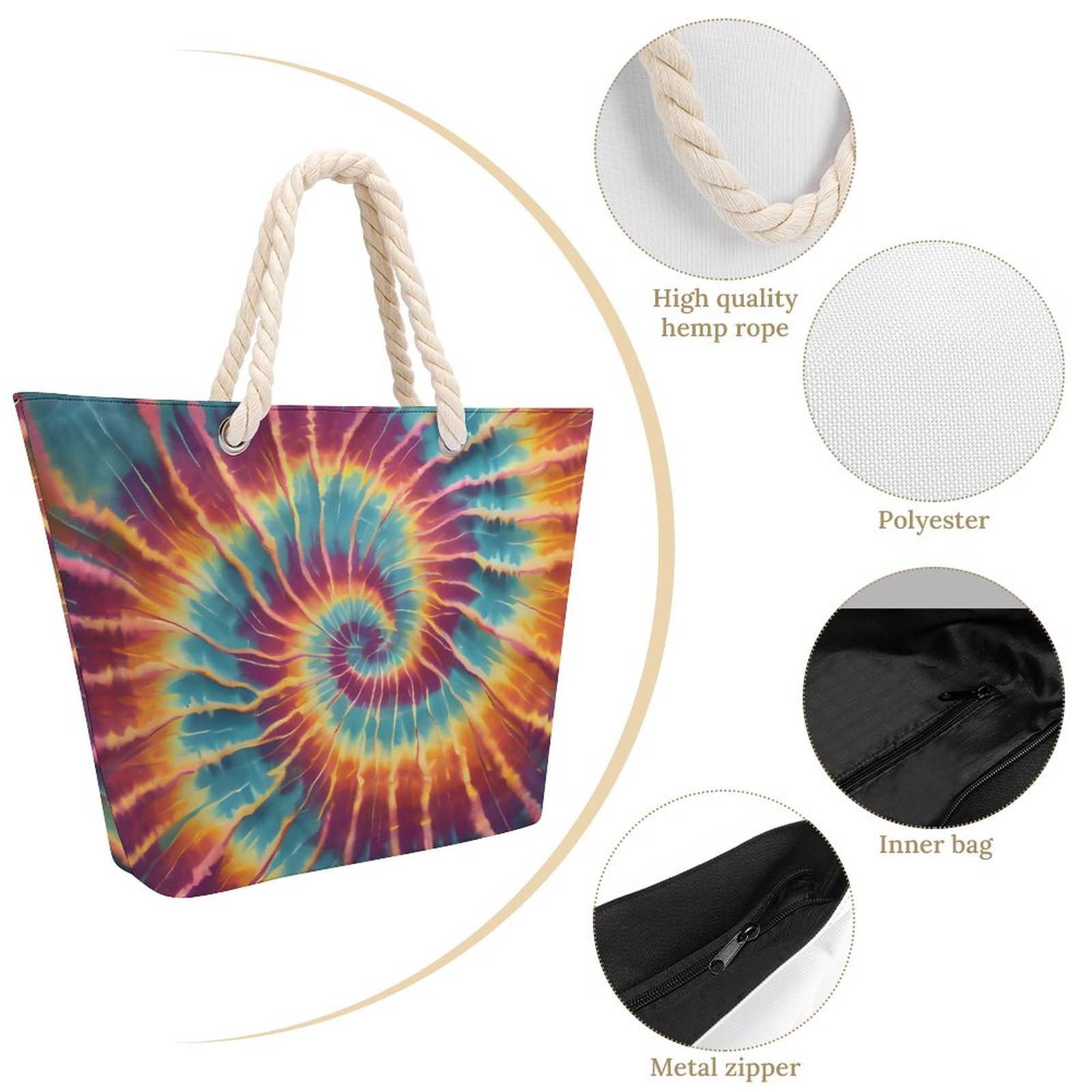 Trippy Sunset Large Jute Tote Bag
